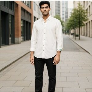 Tailor Vintage Shirt Mens S White Linen Contrast Coordinate Cuff Minimalist